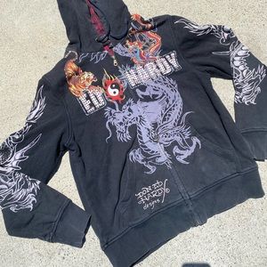 Rare Y2k Ed hardy zip up sweater hoodie